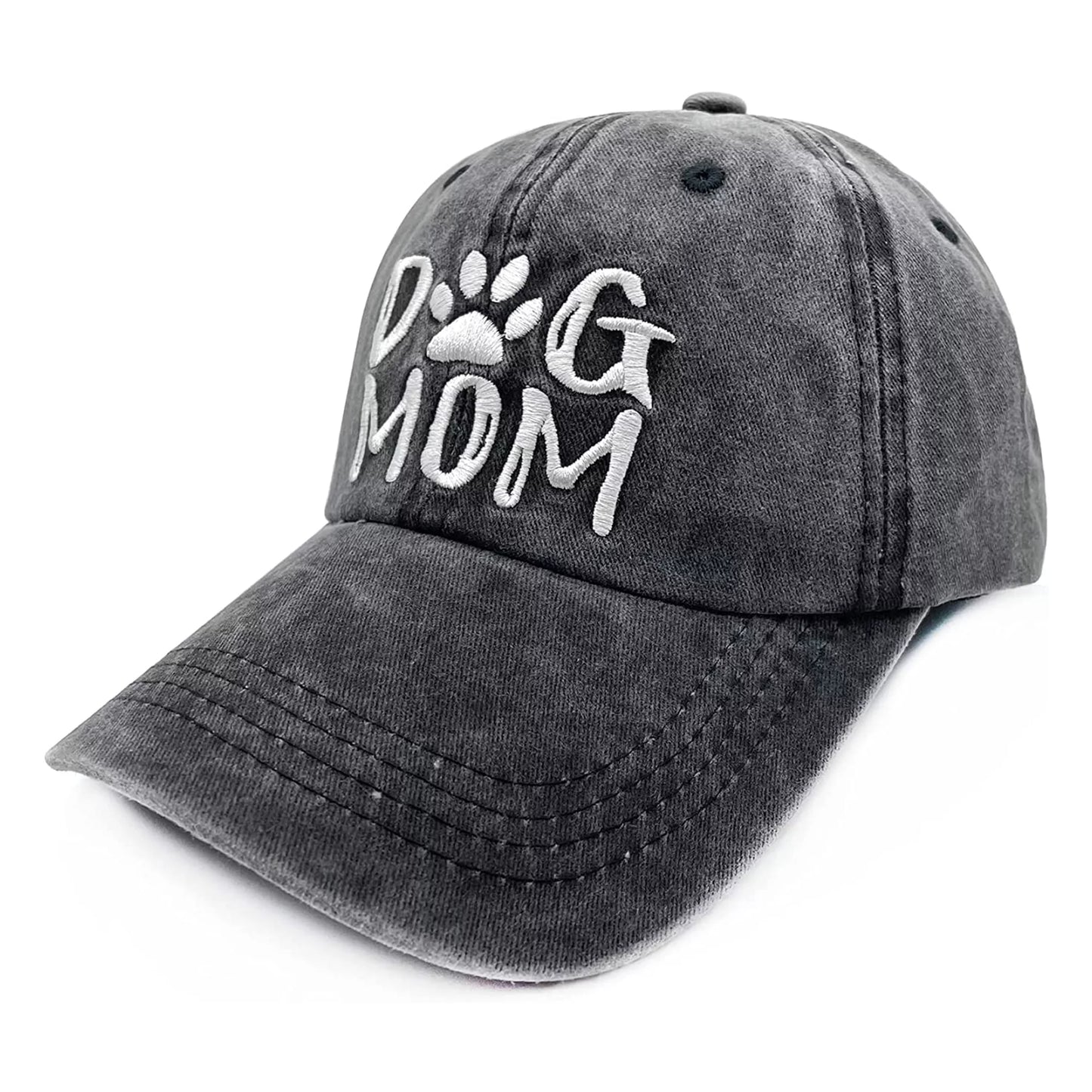 Women'S Dog Mom Hat, Washed Adjustable Embroidered Denim Baseball Cap