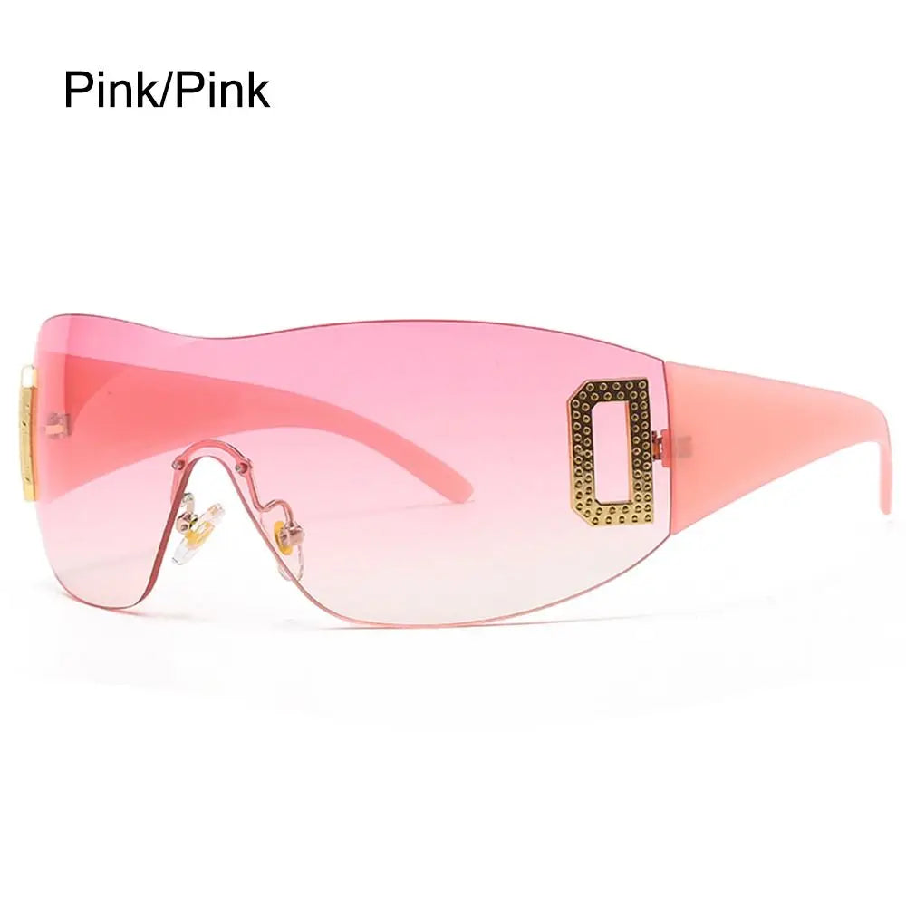 UV400 Sun Glasses Frameless Eyewear Jeweled Sport Sunglasses Punk Y2K Sunglasses for Women Wrap Around