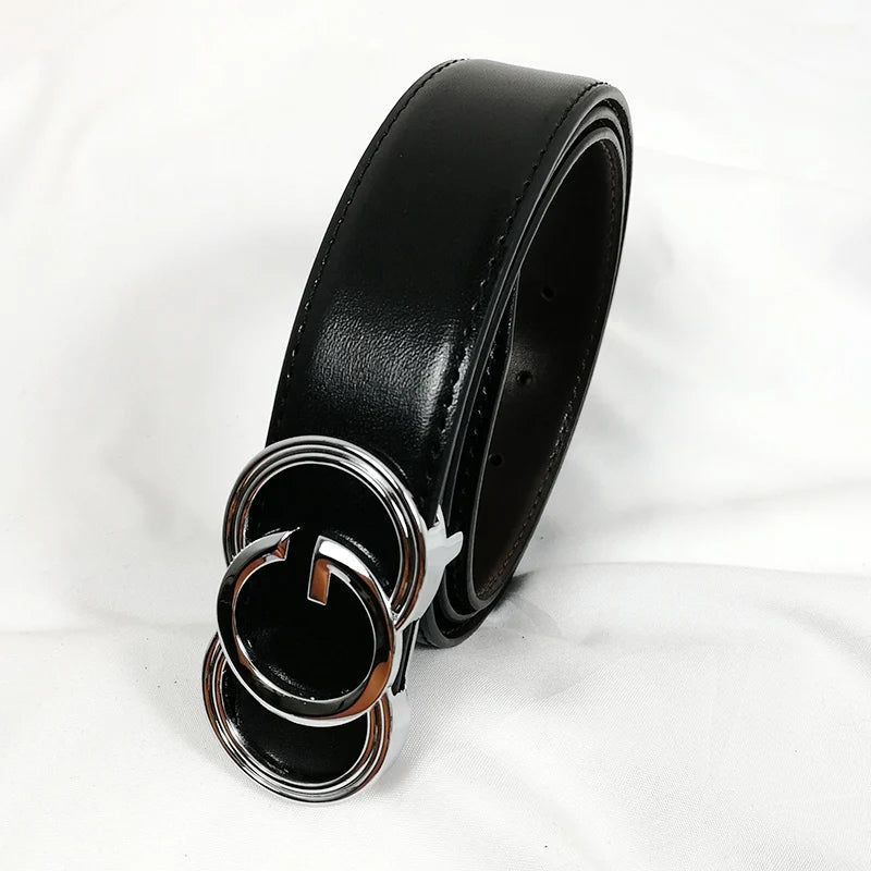 Belts for Women Men Luxury Bothside Genuine Leather High Quality Jeans Belt Fashion G Metal Buckle Ceinture Femme Waistband