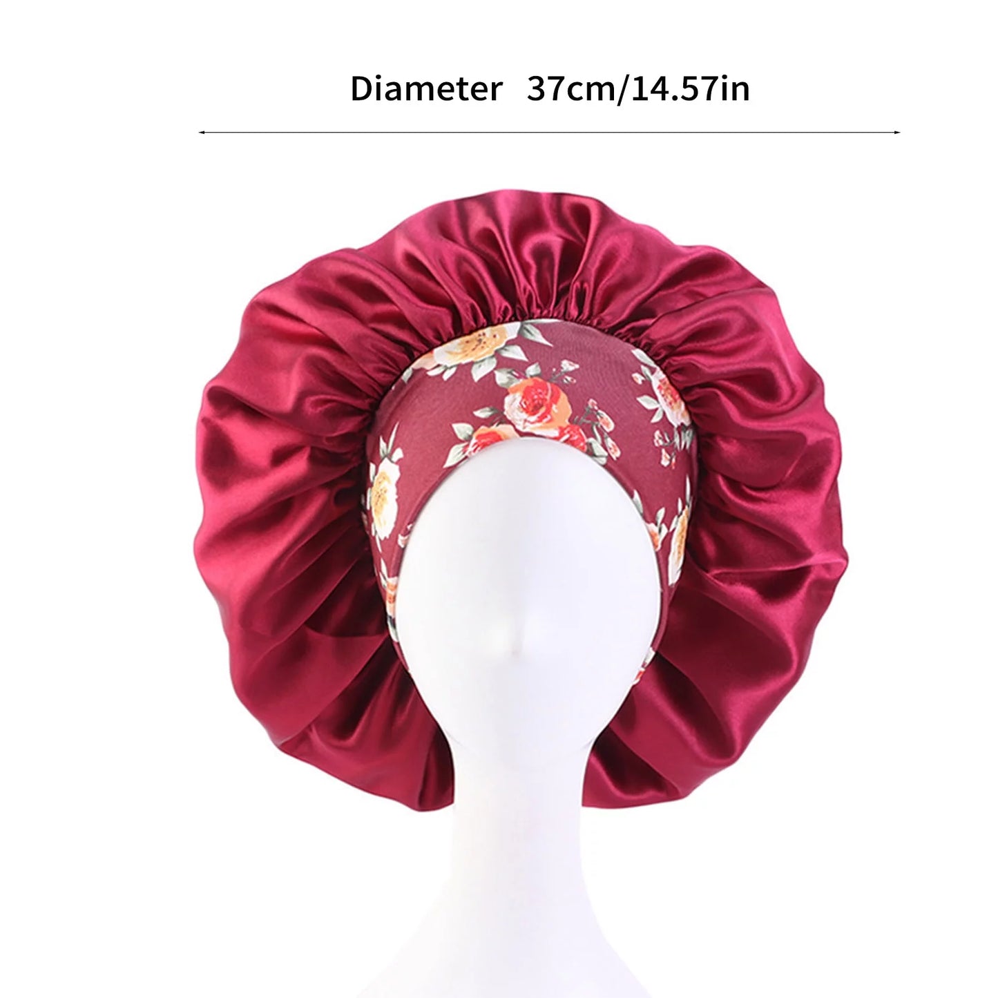 Satin Hair Bonnet 3 Pcs Elastic Wide Band Sleeping Soft Print Caps for Women Multicolor for Long Curly Natural Hair Big Capacity(Blue)