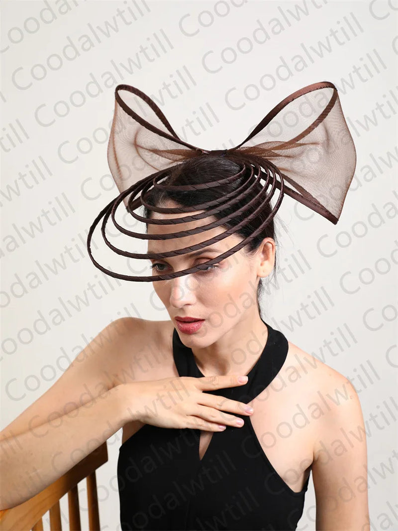 Elegant Fascinator for Women Wedding Hat Heaband Ladies Derby Race Luxury Designer Headwear with Bow Hair Accessories Hair Clips